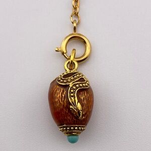 Vintage Joan Rivers Faberge Style Egg Serpent Snake Charm Extender